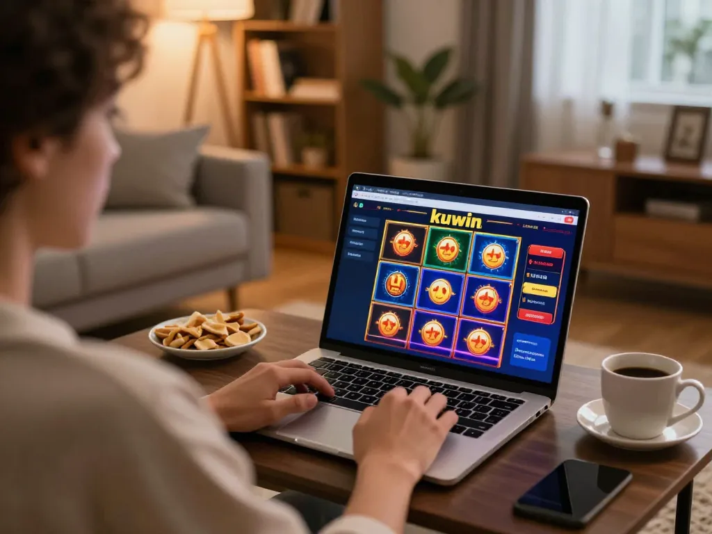 Kuwin players engaging in exciting online casino games from a cozy home setup