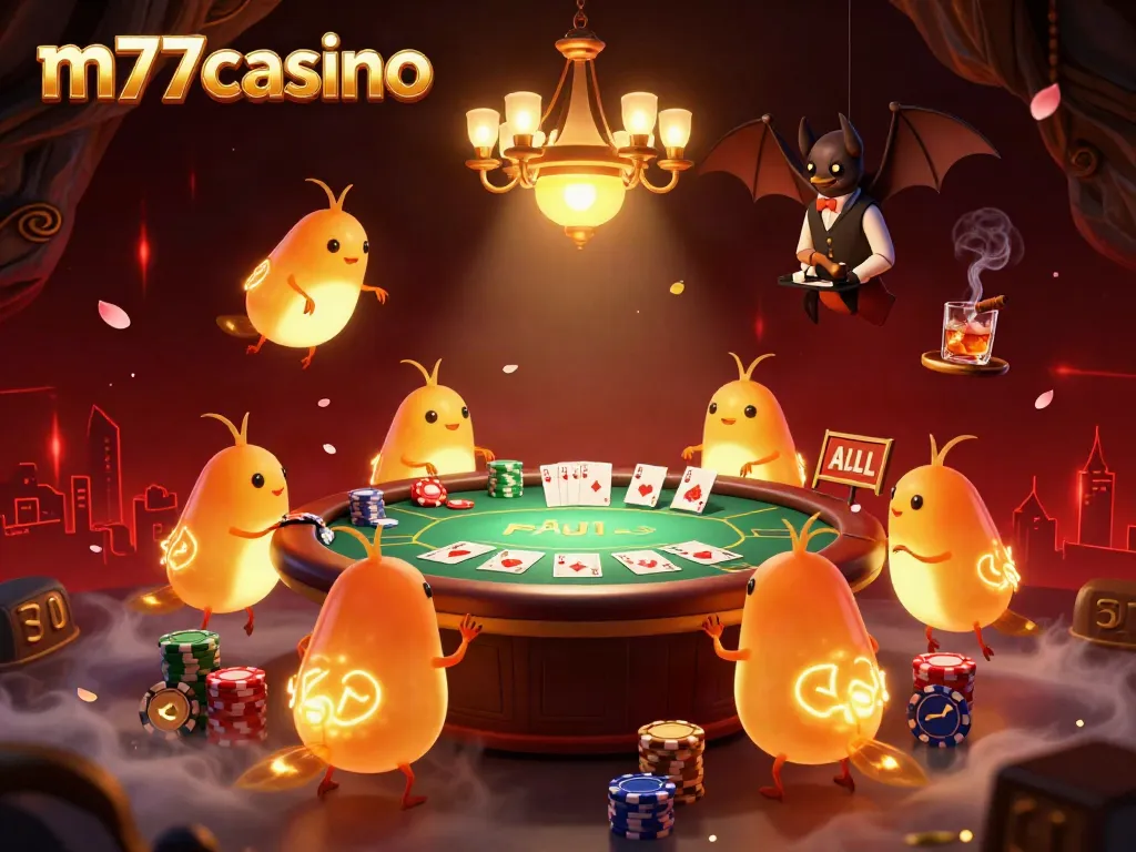 m77casino, permainan kasino dengan karakter unik dan suasana penuh warna.