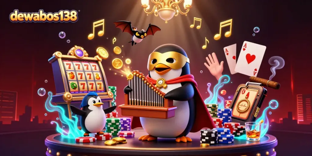 Gambar menampilkan dewa slot dewabos138 yang menarik dengan harta kemenangan berlimpah.
