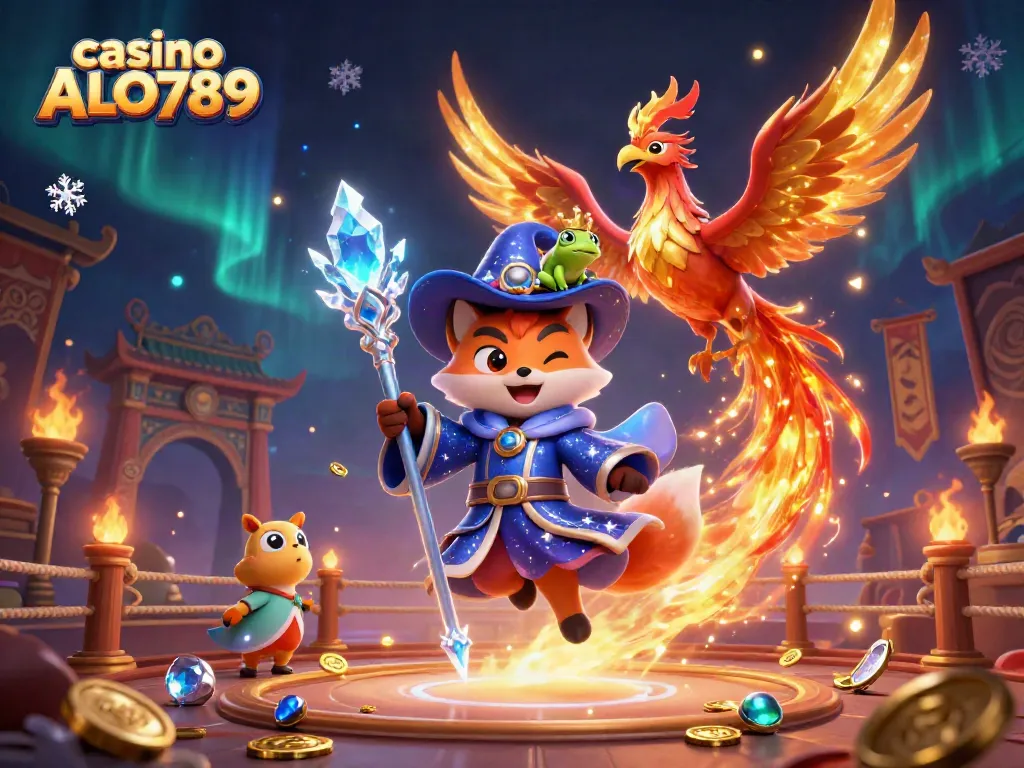 Experience the vibrant energy of casino ALO789 with magical characters in an enchanting gaming atmosphere.