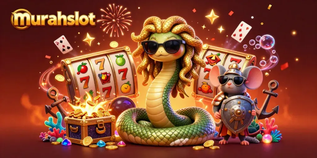 Spin the reels for excitement with murahslot, featuring vibrant 3D characters amidst a treasure-filled casino underwater.