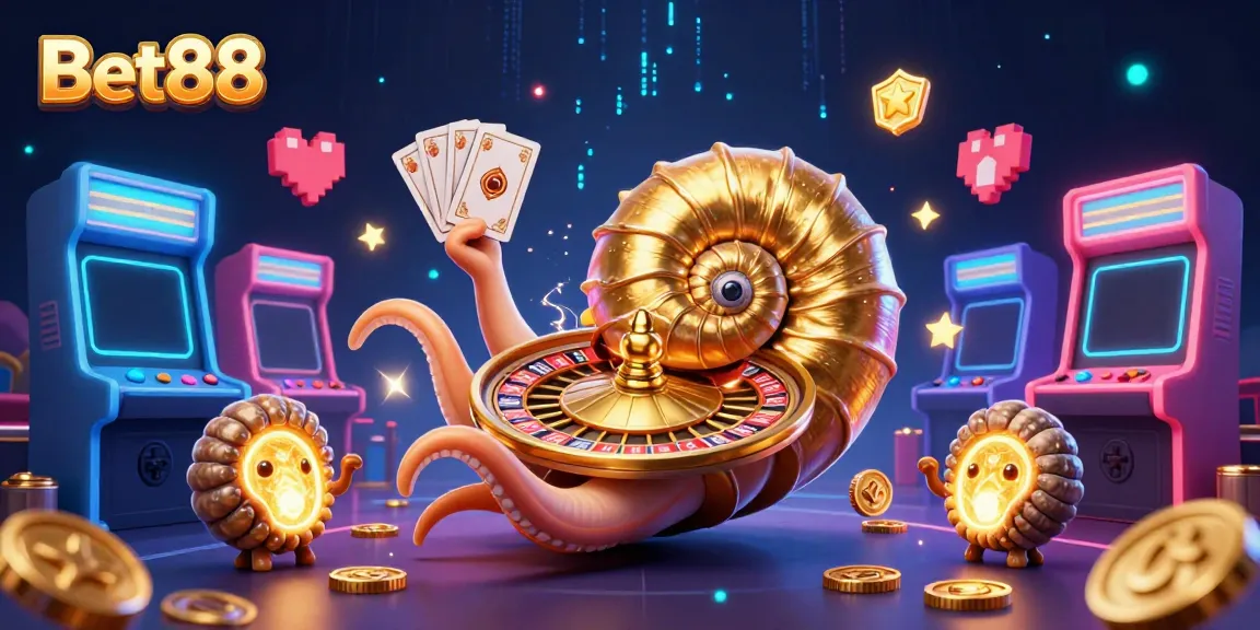 Experience thrilling gameplay at Bet88 with a lively 3D casino scene featuring colorful elements and engaging characters.