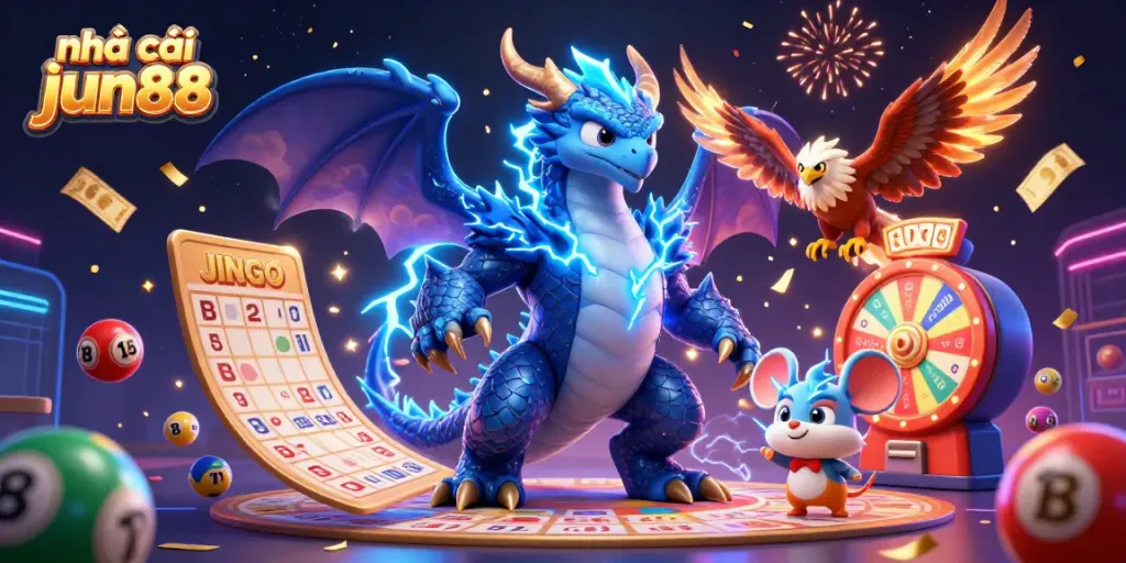 Engage with nhà cái jun88 and enjoy vibrant casino games illustrated with dynamic characters and elements.