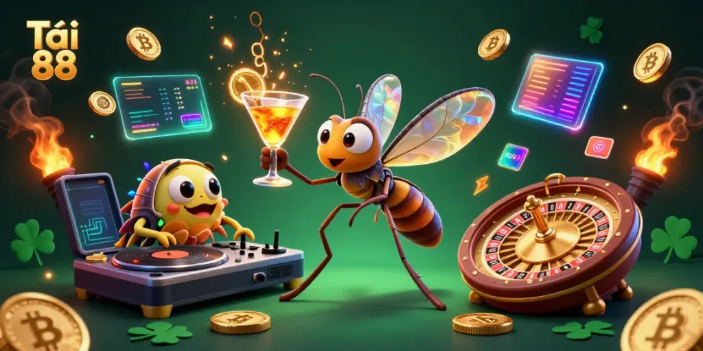 Experience excitement as you Tải go 88 with animated characters in a vibrant casino-themed scene.