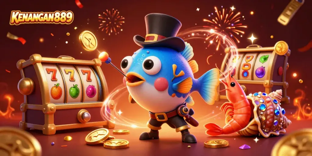 Engage in thrilling gameplay with KENANGAN889's colorful casino adventure featuring vibrant characters.