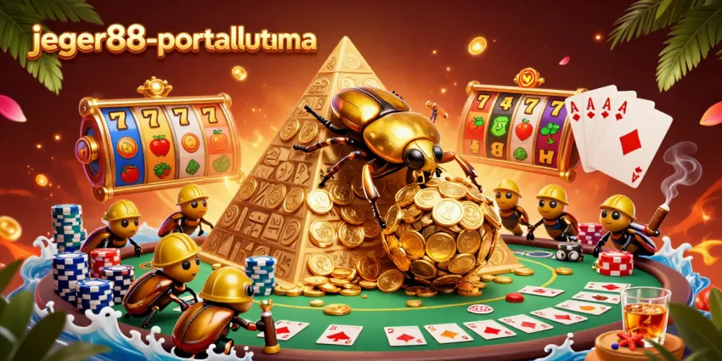 Jelajahi permainan slot menarik di jeger88-portalutama dengan grafis 3D dalam konsep kasino unik.