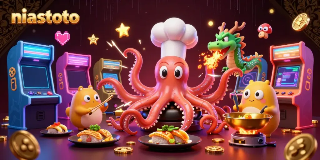 Engage in niastoto’s thrilling games surrounded by dynamic 3D characters at a vibrant casino setting.