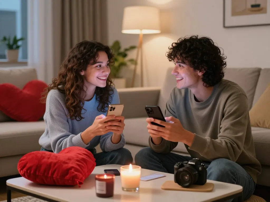 Engaging ai sexting moment between couple in modern living room