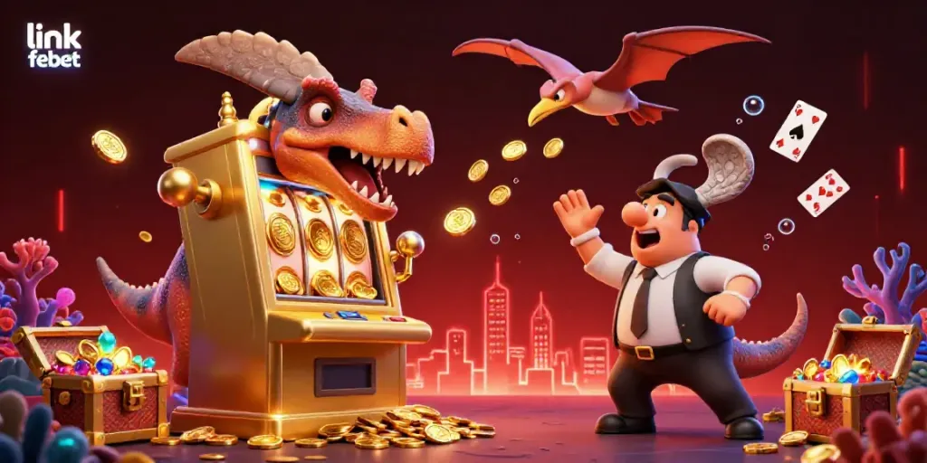 Experience the vibrant world of gaming as link febet features 3D characters in a casino-themed scene.