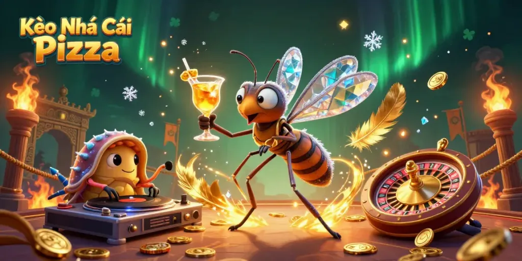 Kèo Nhà Cái Pizza casino mascot brings excitement to betting with dynamic 3D illustration.