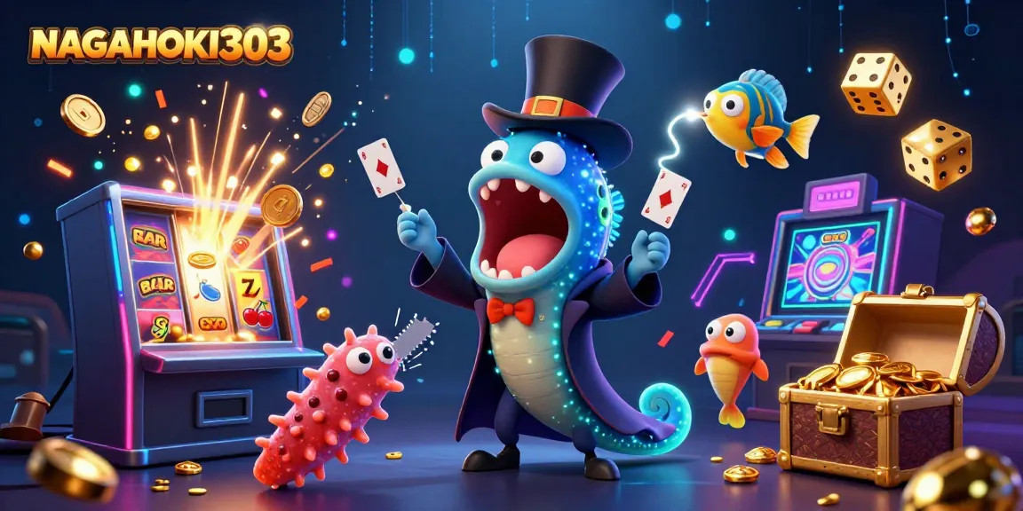 NAGAHOKI303 showcases a vibrant slot gaming adventure with lively sea creatures and thrilling casino elements.