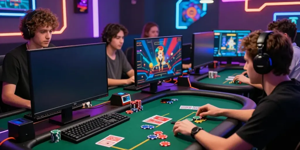 Online gaming room showcasing unsurtoto experience with players engaged in vibrant digital gameplay.