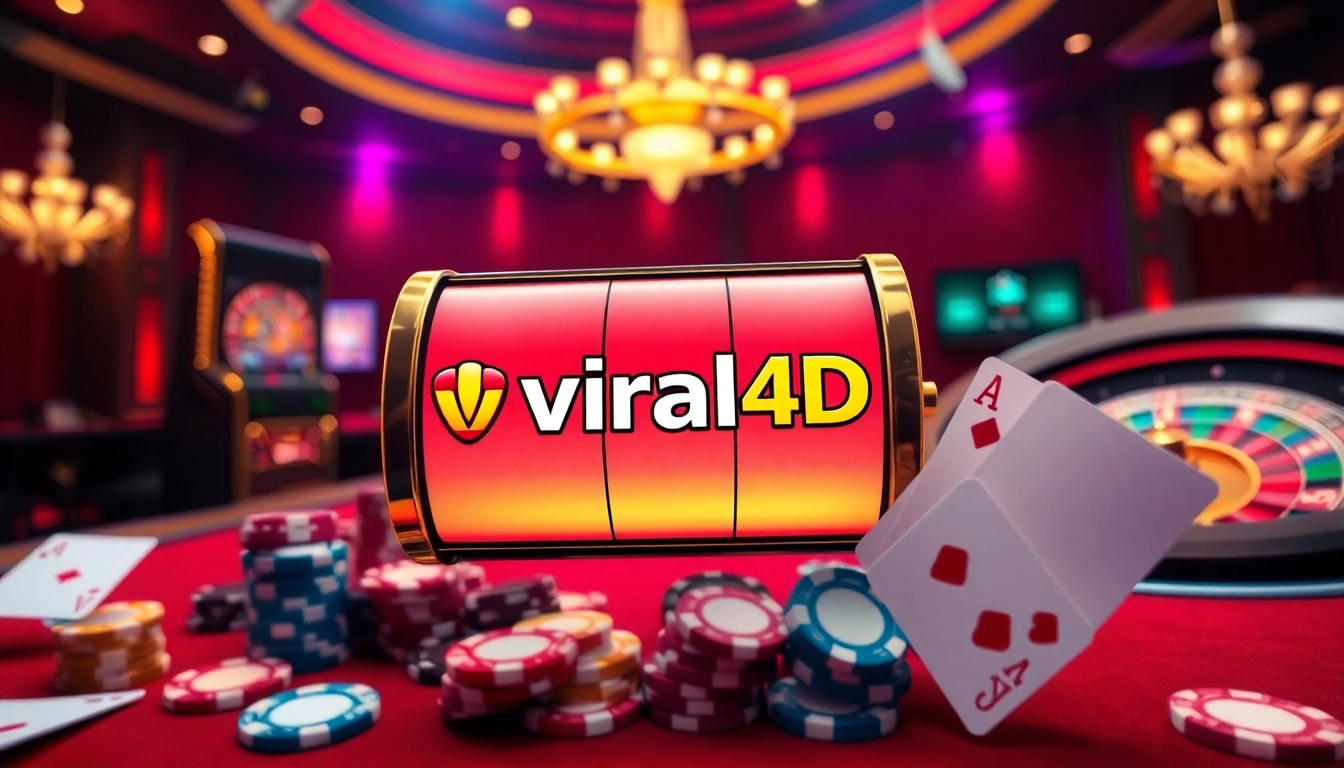 Experience the excitement of viral4d with vibrant slot machines and poker action in a luxurious casino setting.