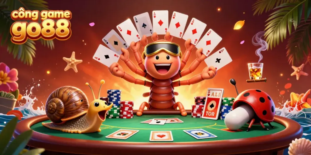 Experience thrilling action at cổng game go88 with lively characters and poker elements in a dynamic casino scene.