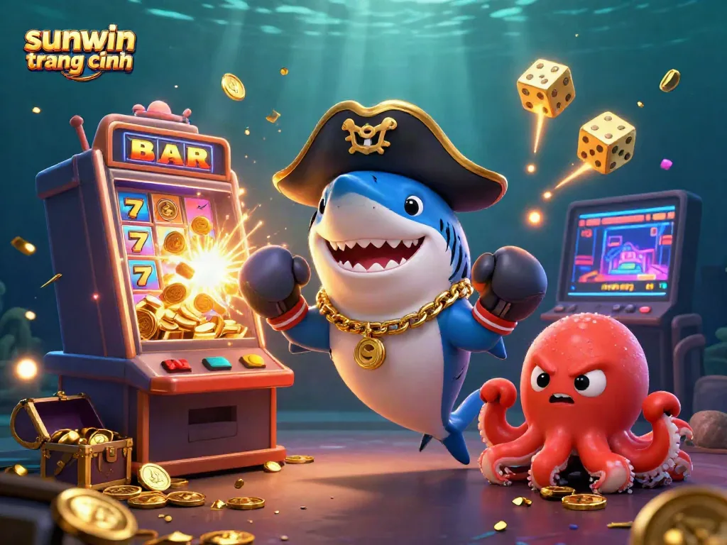 Engage with the dynamic casino world of sunwin trang chính, featuring vibrant cartoon characters winning big.