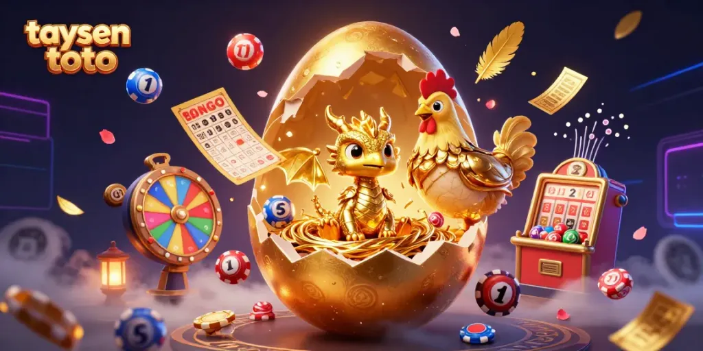 Engage with taysen toto as the golden baby dragon and armored mother hen guard a nest of poker chips in a vibrant casino world.