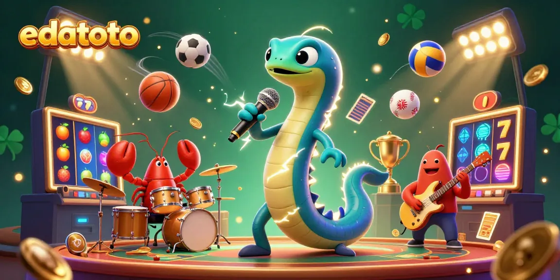 Experience excitement with edatoto's exclusive underwater casino scene featuring a DJ eel and vibrant game elements.