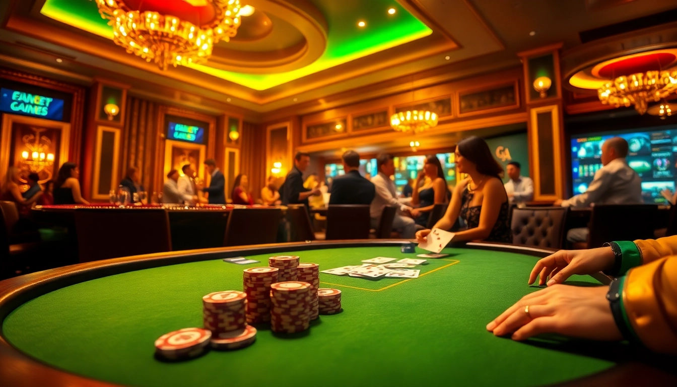 Gamblers enjoying high-stakes poker at the casino, highlighting experience on gilajp.