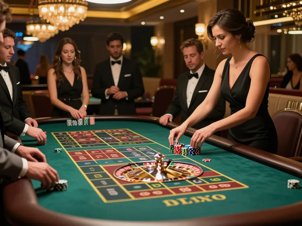 Rasakan kegembiraan dengan alexis500 di meja roulette yang ramai, pemain yang fokus dan dealer profesional dalam aksi
