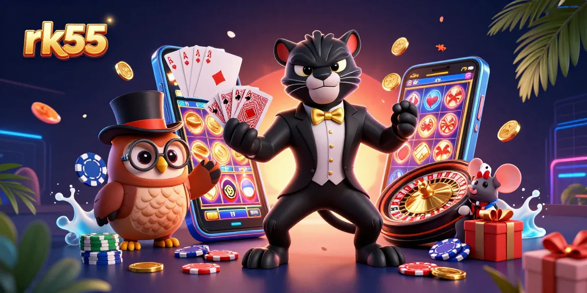 Experience thrilling gameplay at rk55 with a stylish panther dealer and interactive gambling elements.