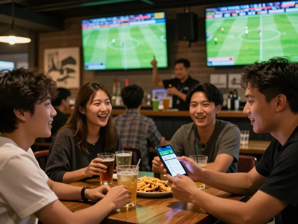 Fans engaging with kèo nhà cái app while enjoying a live sports event in an energetic atmosphere.