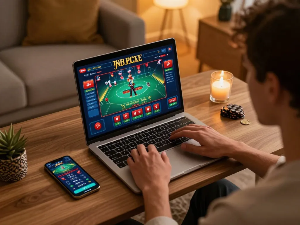 Engaging online betting experience at 789bet, with live dealer game prominently displayed on laptop.