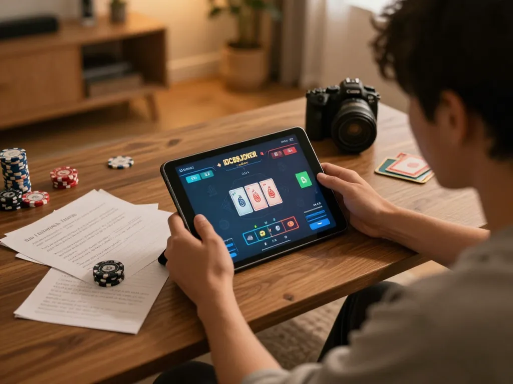 Experience engaging gameplay with IDC88JOKER, focusing on strategic betting in a cozy home setting.