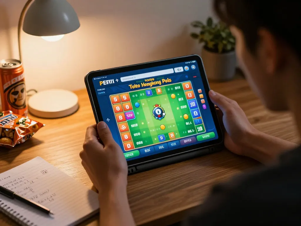 Engaging PERI11 user places strategic bets from home using the online Toto Hongkong Pools app.