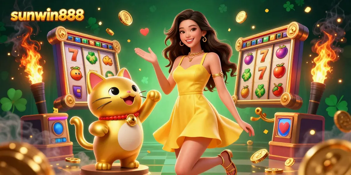 Engage with sunwin888's vibrant casino atmosphere featuring playful characters and exciting slot game visuals.