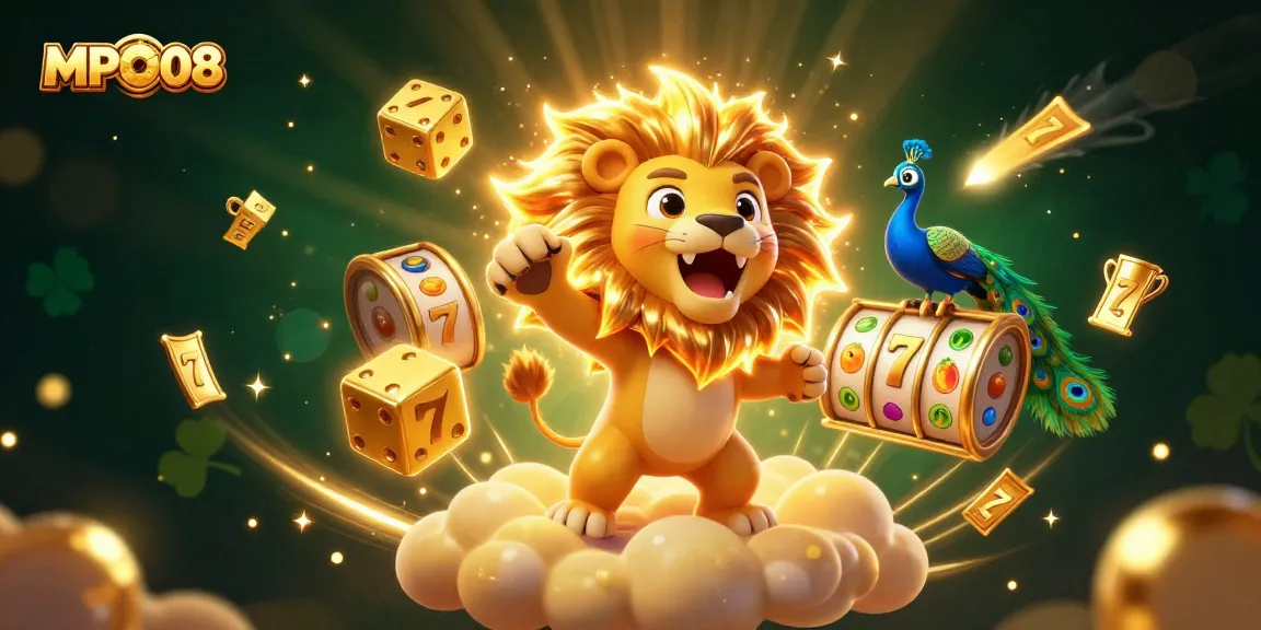 Win big with MPO08 in a vibrant 3D casino world featuring lucky symbols and dynamic game elements.