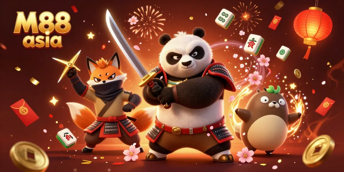 Engage with M88 asia's vibrant online gaming scene featuring dynamic characters and festive elements.