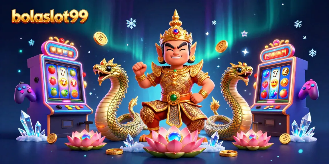 Spin the exciting slots at bolaslot99, featuring colorful machines and dynamic characters in a vibrant casino scene.