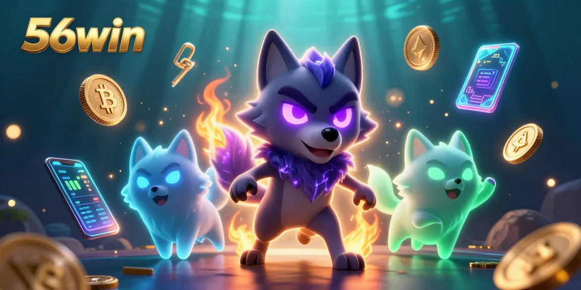 Experience exciting bets with 56win as spectral wolves and glowing coins illuminate the scene.
