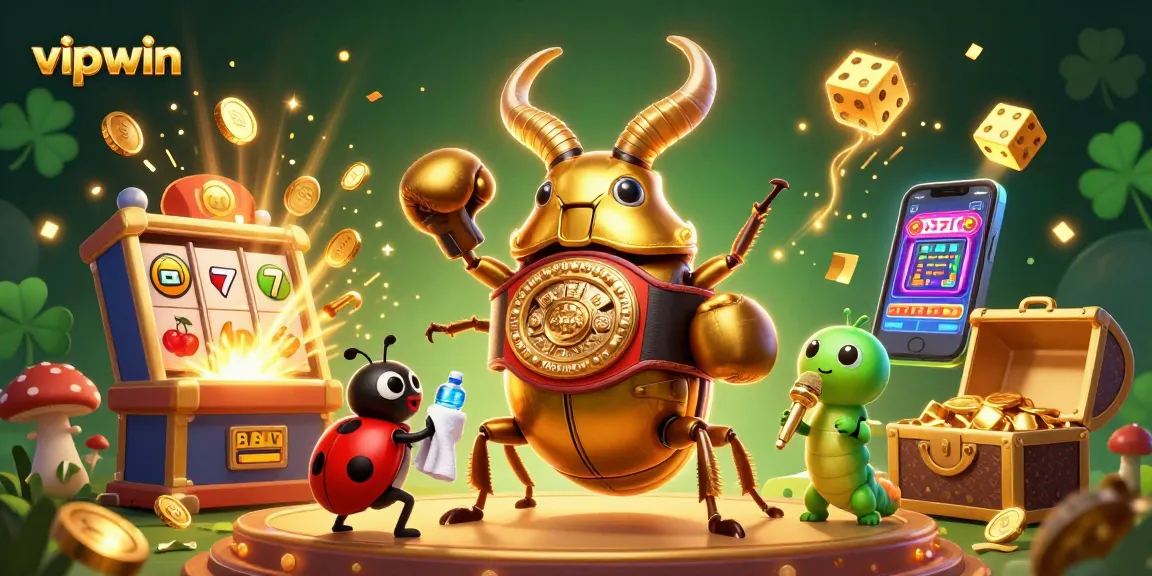Win big with vipwin's exciting casino world featuring vibrant 3D graphics and game elements.