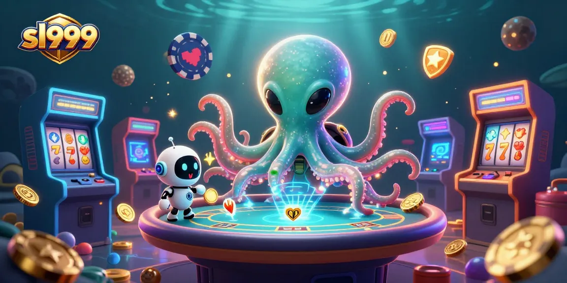 Experience thrilling gameplay at sl999 with a holographic poker table and vibrant game elements.