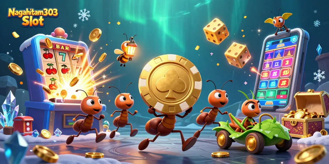 Discover thrilling gameplay with Nagahitam303 Slot featuring ants in a casino heist.