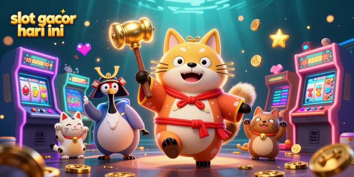 Menangkan slot gacor hari ini dengan simbol keberuntungan di ilustrasi 3D yang ceria.